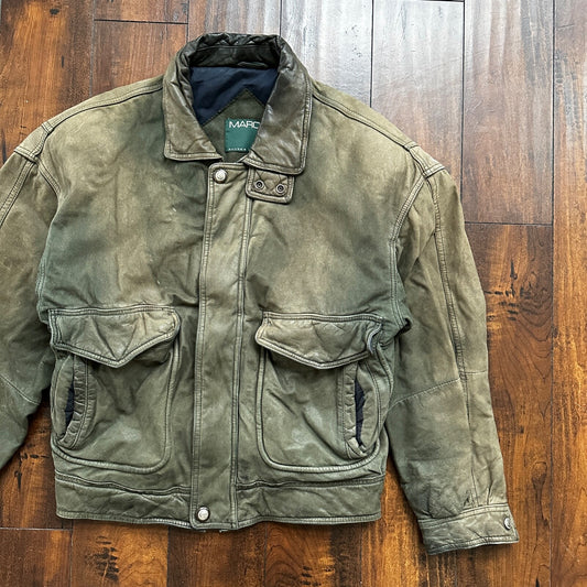 Andrew Marc NEW YORK Mens Suede Leather Coat Jacket Boxy Vintage Y2K 90s A2