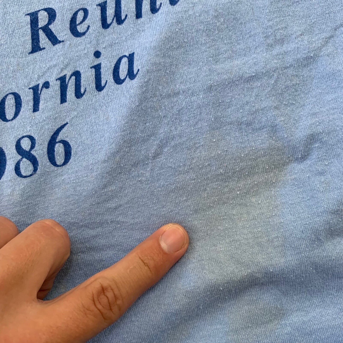 McMahon California Vintage T Shirt 1986 Blue 86 Coast Travel Reunion Palm Trees