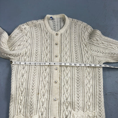 Vintage Wintuk Off White Cardigan Granny Sweater Button Front Orlon Acrylic Long