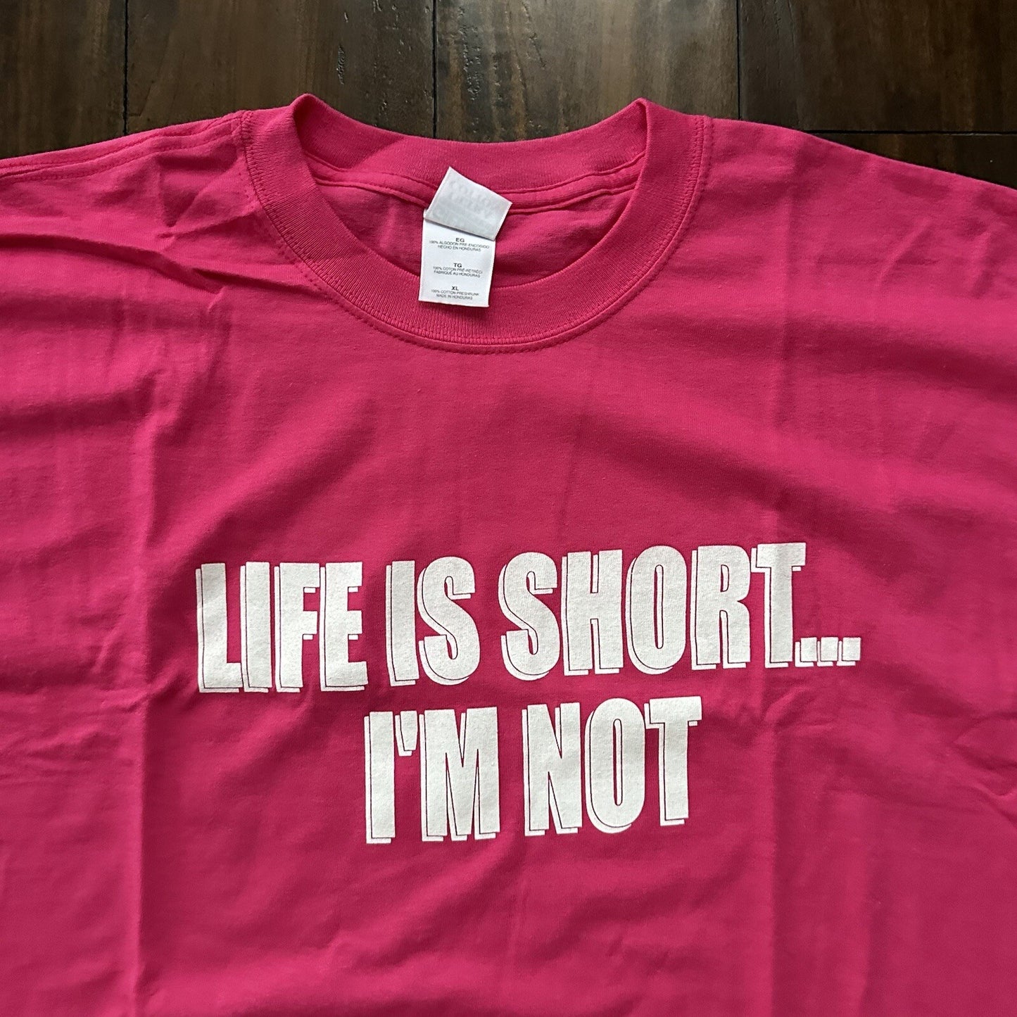 Vintage T Shirt Life Is Short Funny Quote Pink Chicago Tall People Club Cool Rap