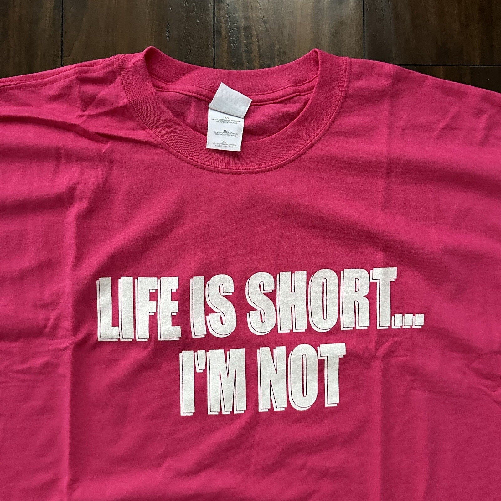 Vintage T Shirt Life Is Short Funny Quote Pink Chicago Tall People Club Cool Rap