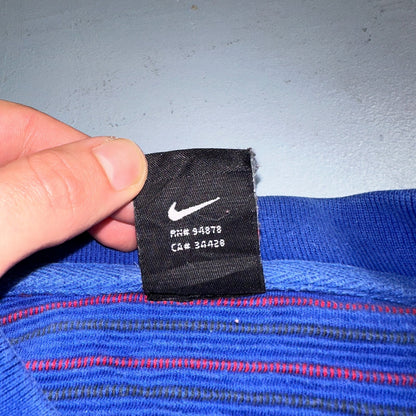 Nike VTG 90s Kansas University Polo T Shirt L Team Long Sleeve Striped Jayhawks