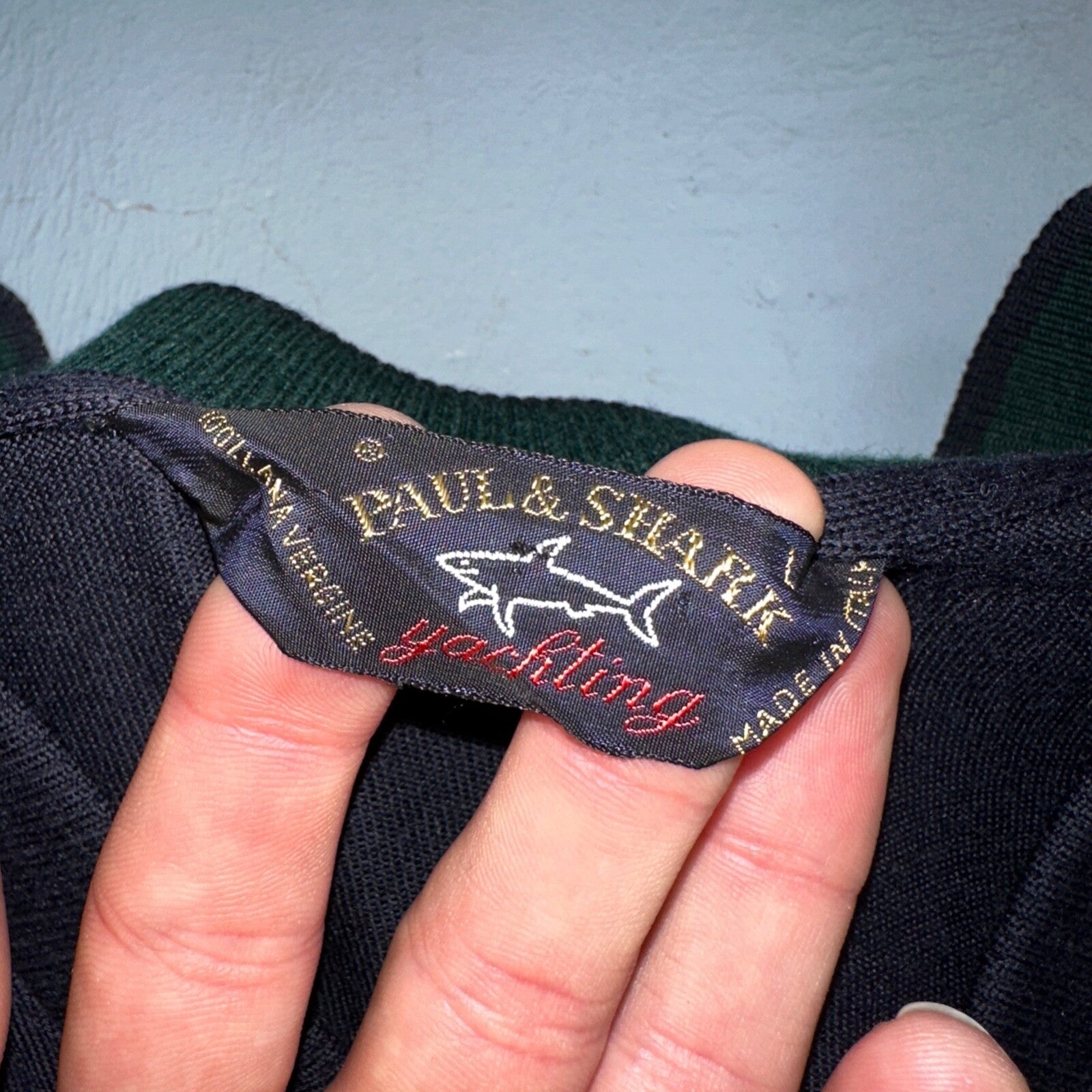 Paul & Shark Yachting Men’s Sweater Navy Patch Pullover Size L Wool V Neck