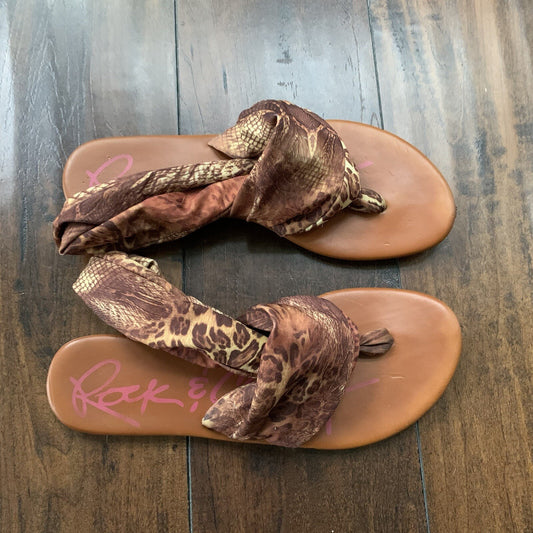Rock & Candy By Zigi Size 8 Women’s Brown Gold Detailed Cheetah Sandals Wrap