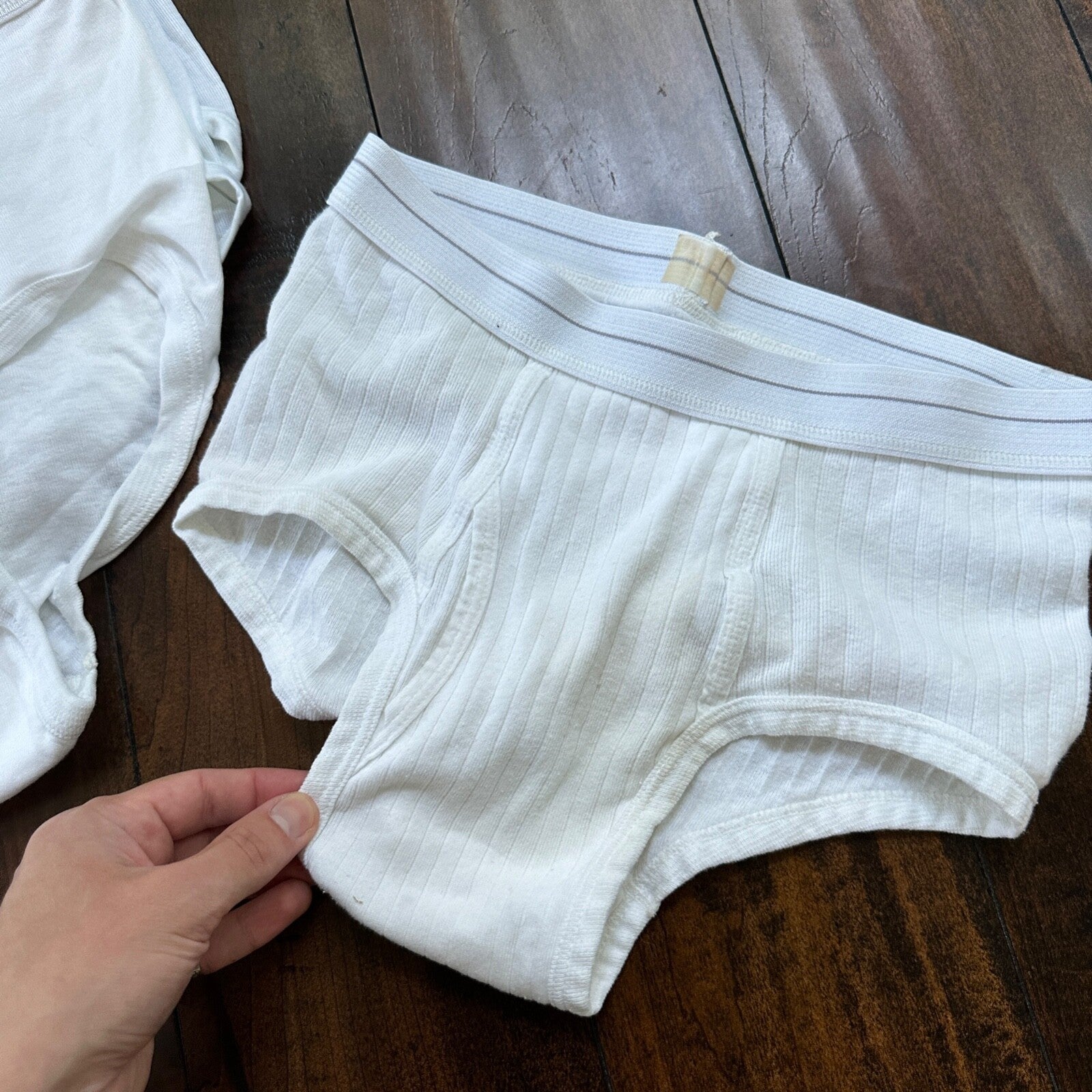 BVD Briefs Men Size 36 White Cotton Stripes 3 Pair VTG USA Lot 1970s 70s M