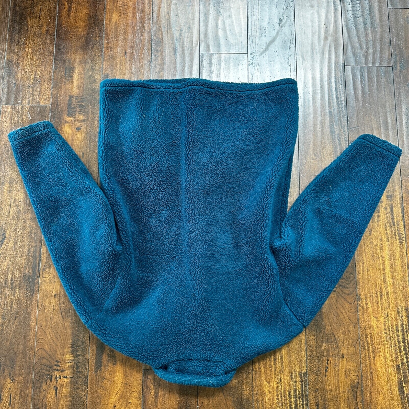 Vintage LL Bean Made In USA Womens Button Up Fuzzy Fleece Blue Jacket Med