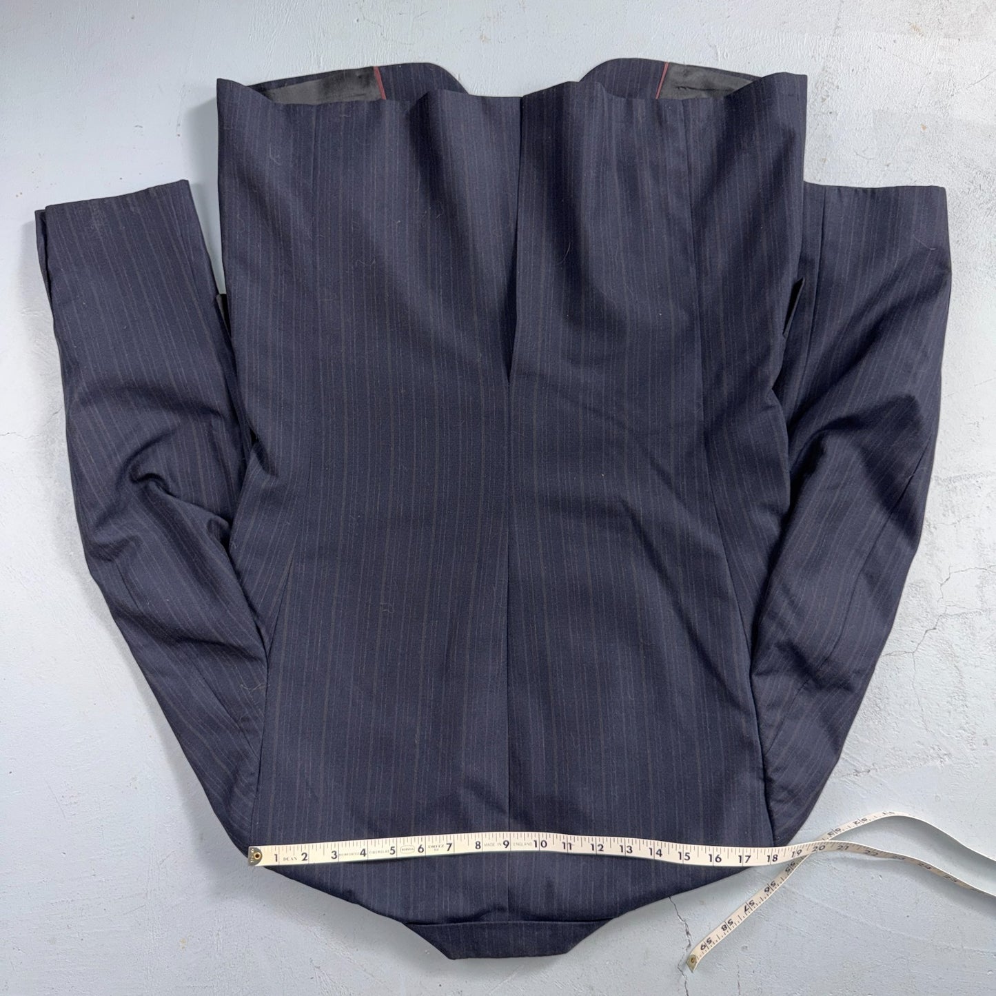 VTG Mens 2 PC Suit 42 Jacket Coat Pants Blue Striped USA Golden Lancer 80s Wool