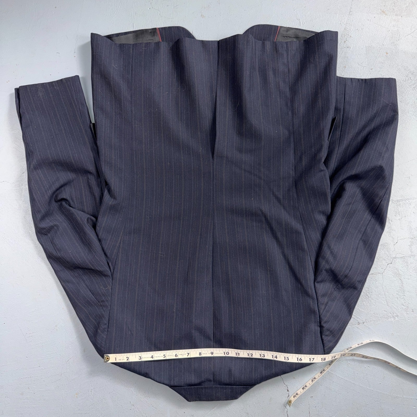 VTG Mens 2 PC Suit 42 Jacket Coat Pants Blue Striped USA Golden Lancer 80s Wool