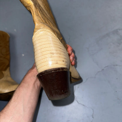 Acme Womens Vintage Brown Leather Western Stacked Heel Cowboy Boots Size 8C