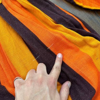 VTG 1960s Rockabilly Womens Dress Summer Skirt 60s 70s Top Orange Mexico Stripe