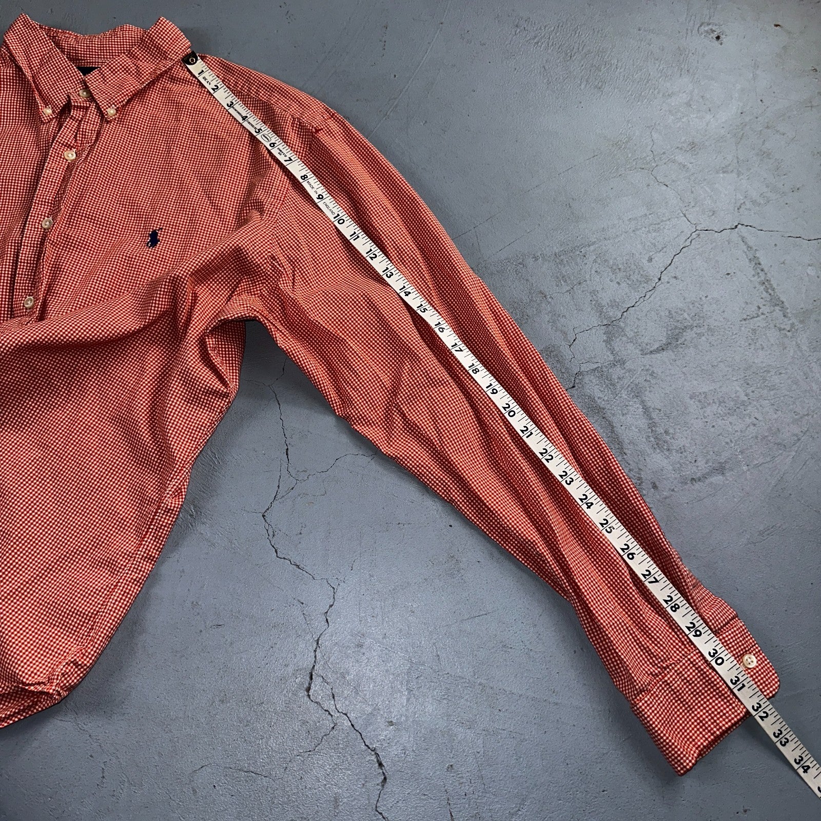 Ralph Lauren XL Red Gingham Button Down Shirt Classic Fit Long Sleeve VTG