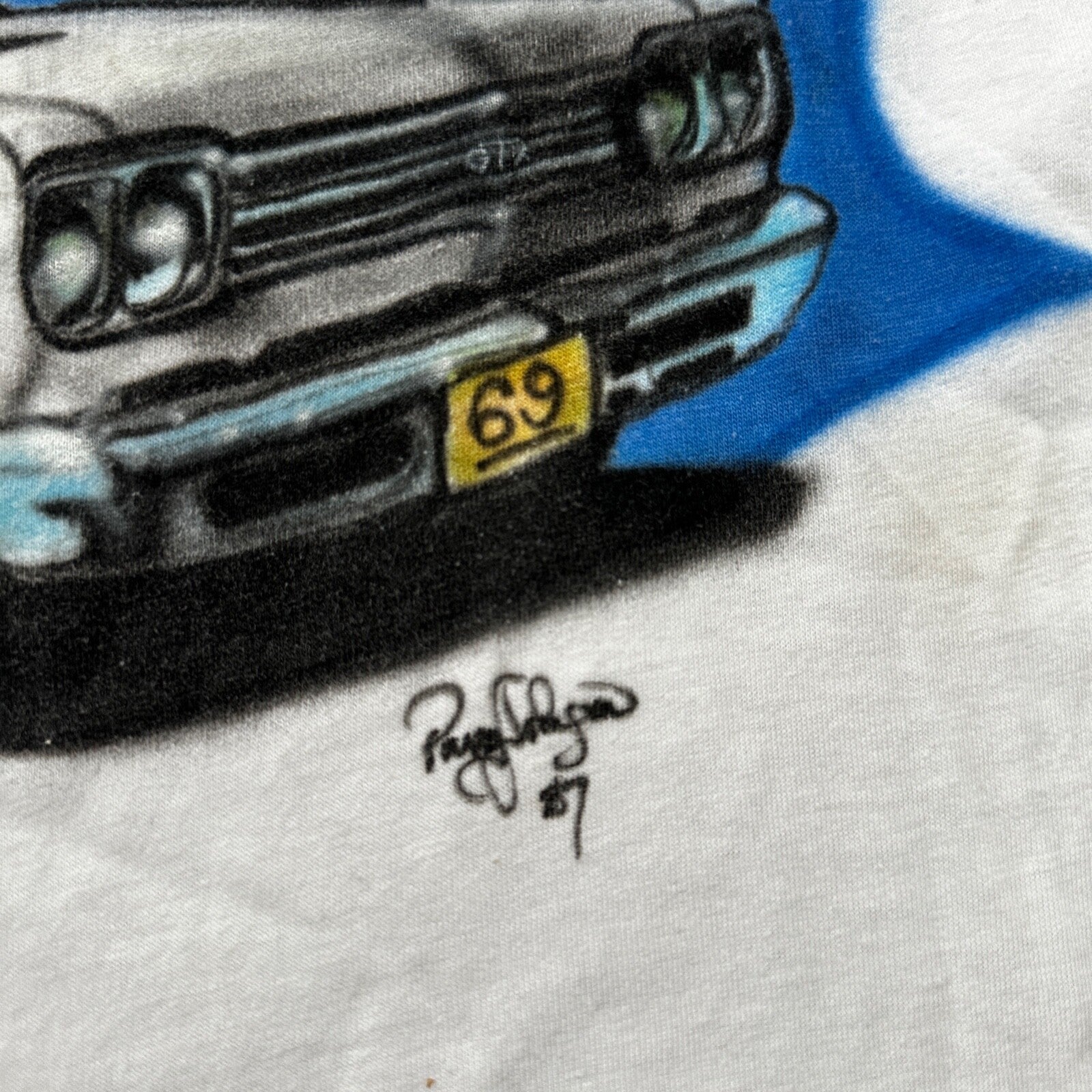 GTX 1969 Plymouth VTG T Shirt Airbursh Hanes USA Single Stitch 80s 1987