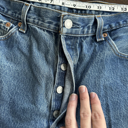 Levis 501 Vintage 90s Straight Leg XX Capri Jeans 36x34 Light Wash Act 32x25