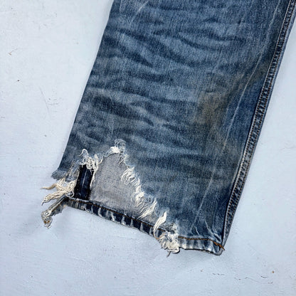 Diesel Larkee Bootcut Stretch Jeans Mens 36x30 Blue Straight 008M2 Whisker Italy