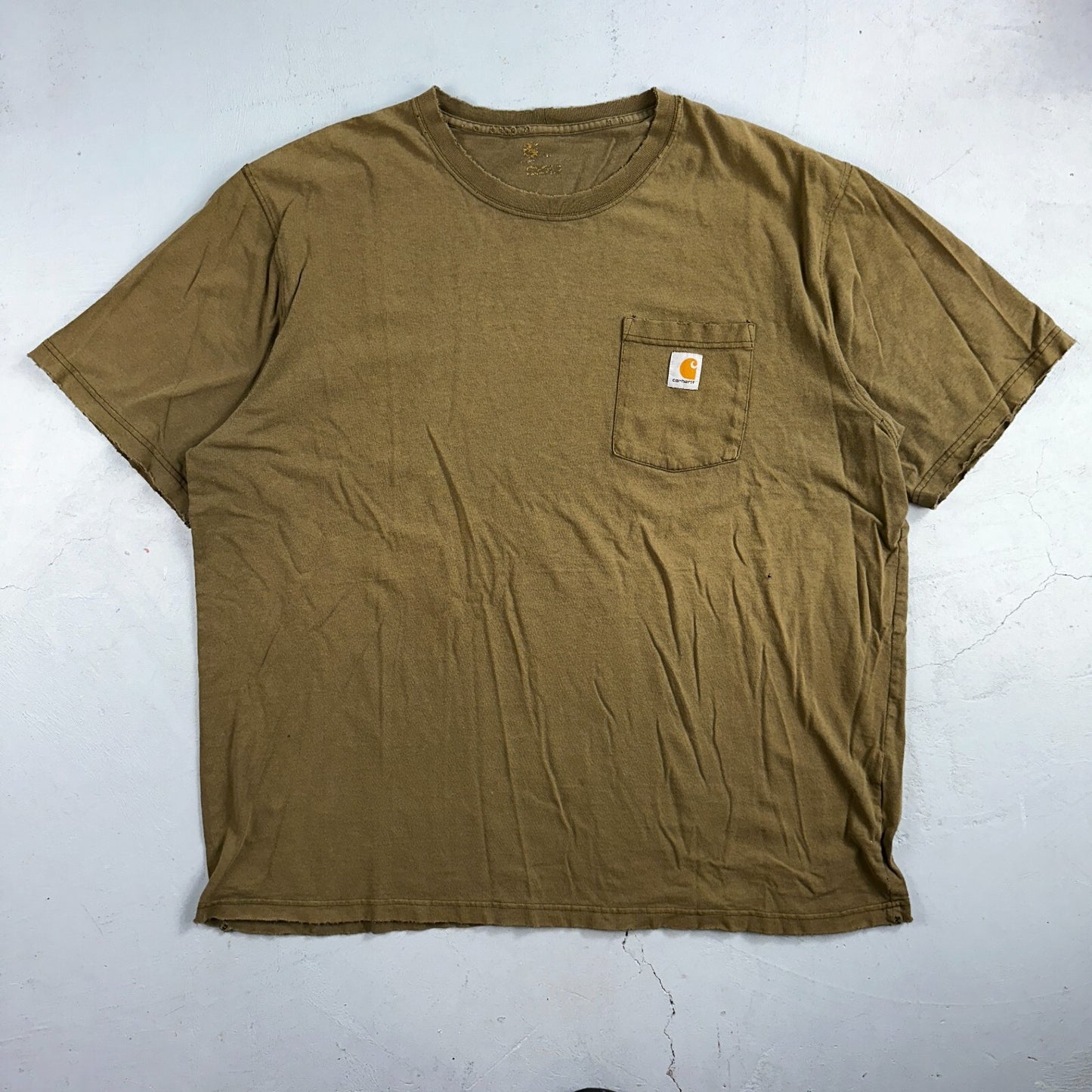 Carhartt K87 ARG Fit Pocket T-Shirt Mens 2XL Greeb Army Thrashed Holes Worn