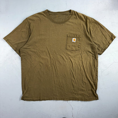 Carhartt K87 ARG Fit Pocket T-Shirt Mens 2XL Greeb Army Thrashed Holes Worn