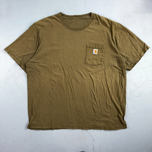 Carhartt K87 ARG Fit Pocket T-Shirt Mens 2XL Greeb Army Thrashed Holes Worn