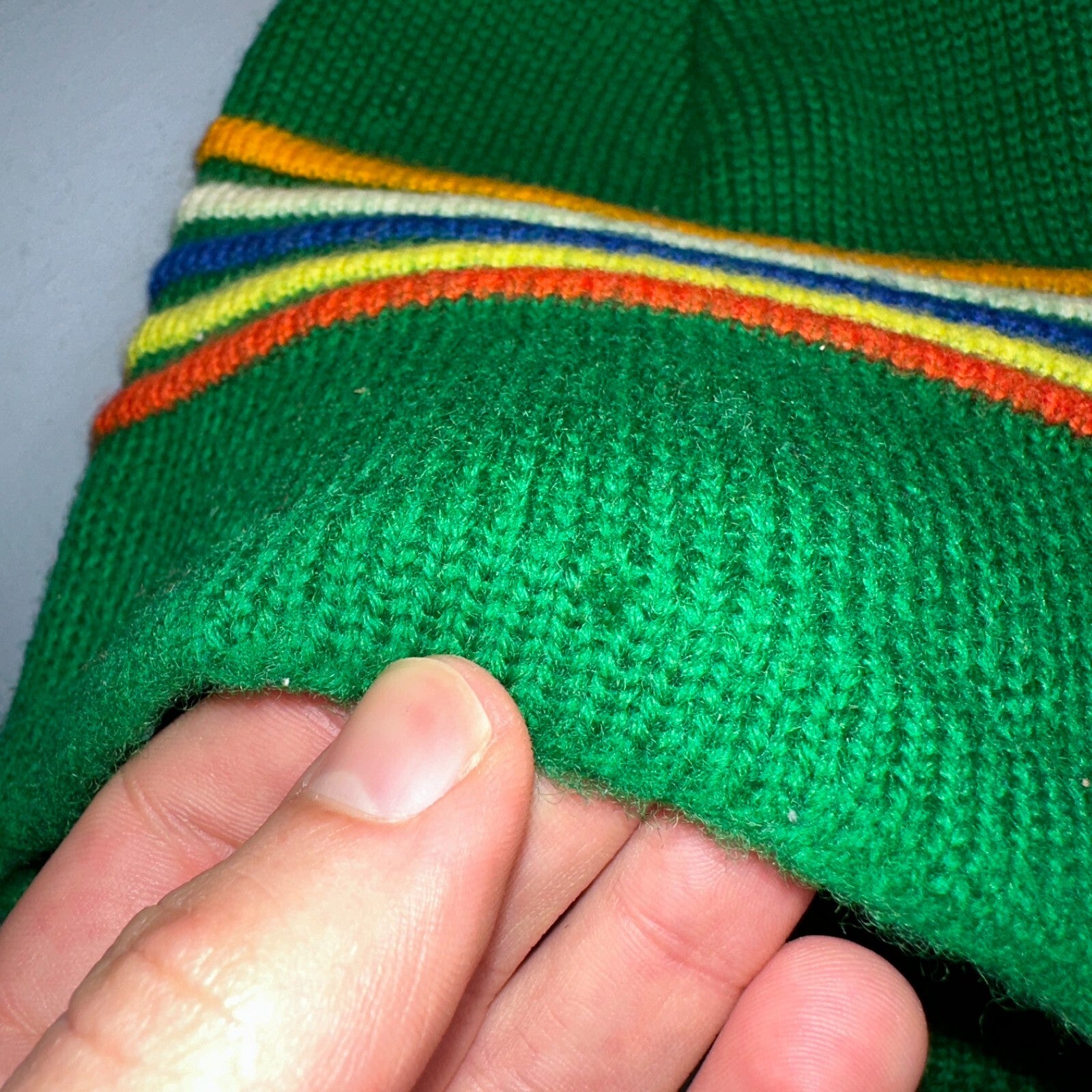 Vintage Wigwam Mills 100% Wool Ski Winter Gear Knit Beanie Hat Red & Blue USA