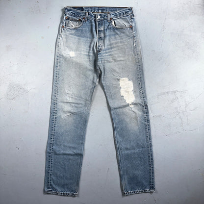 Levis 501 Vintage 90s XX Straight Leg Mexico Jeans 34x36 Light Wash Act 31x33
