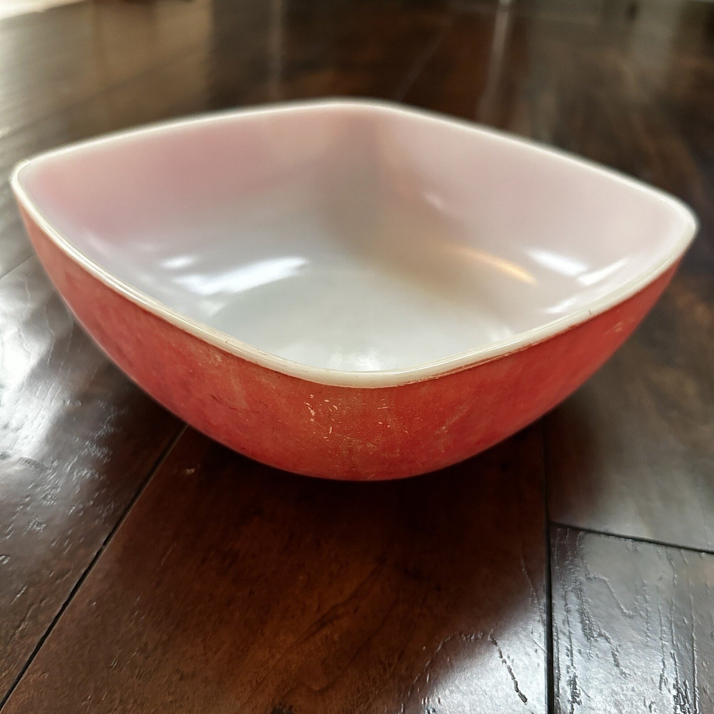VTG RED PYREX 2.5 QT SQUARE CASSEROLE DISH 625B-025 Faded AMAZING