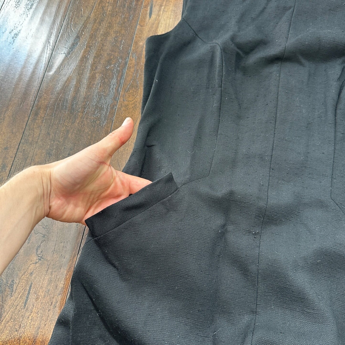 Vintage USA Rockabilly Womens Dress Skirt 60s 70s Top Black Wool Stained