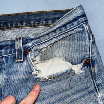 Levis 501 Vintage 90s USA XX Straight Leg Jeans Blue Thrashed 36x36 Act 33x31