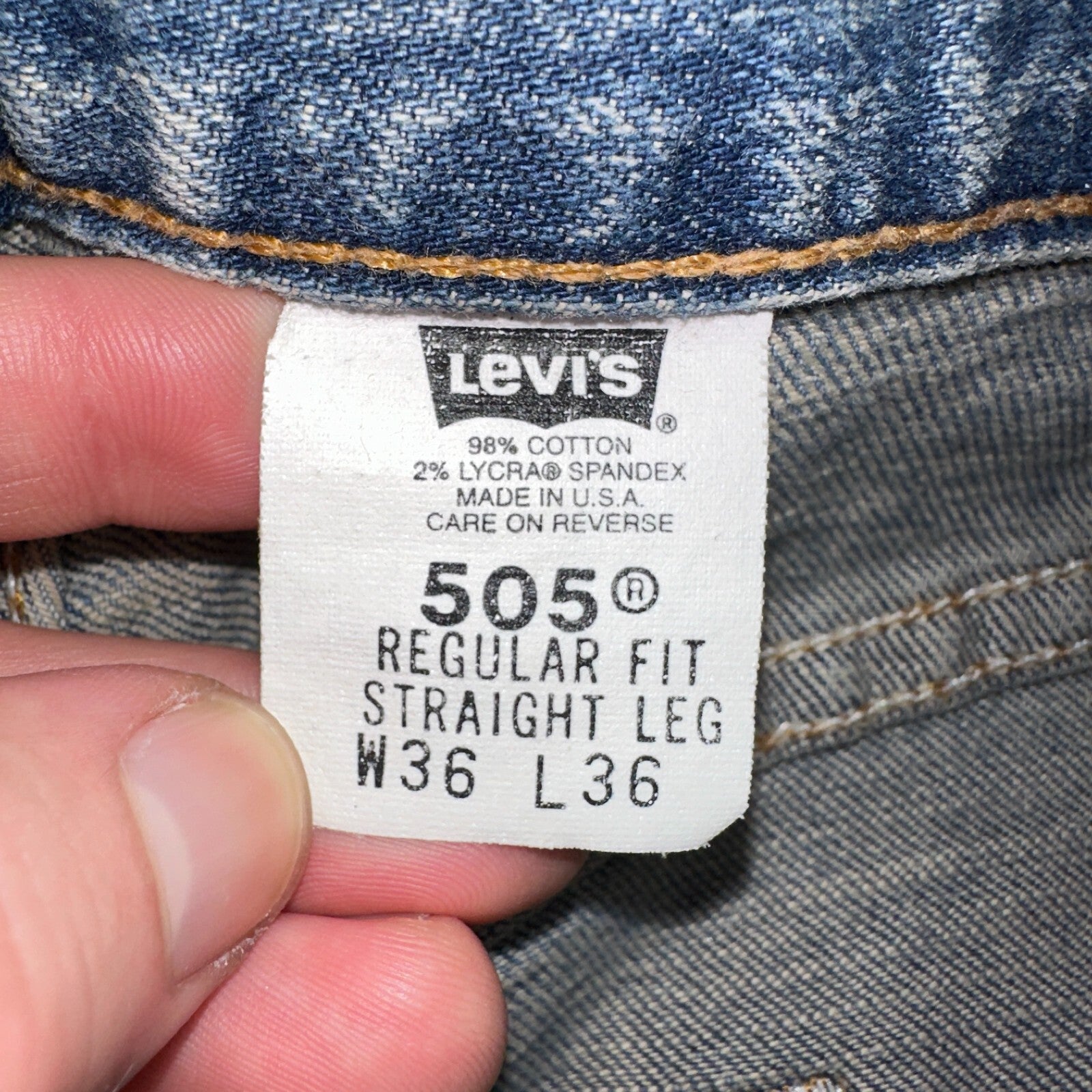 Levis 505 Vintage 90s USA XX Jeans Blue 501 Thrashed Med Wash 36x36 Act 36x30