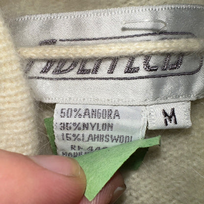 Sideffects Vtg Sweater Size M Cardigan Button Open Front Shag Loop Knit White