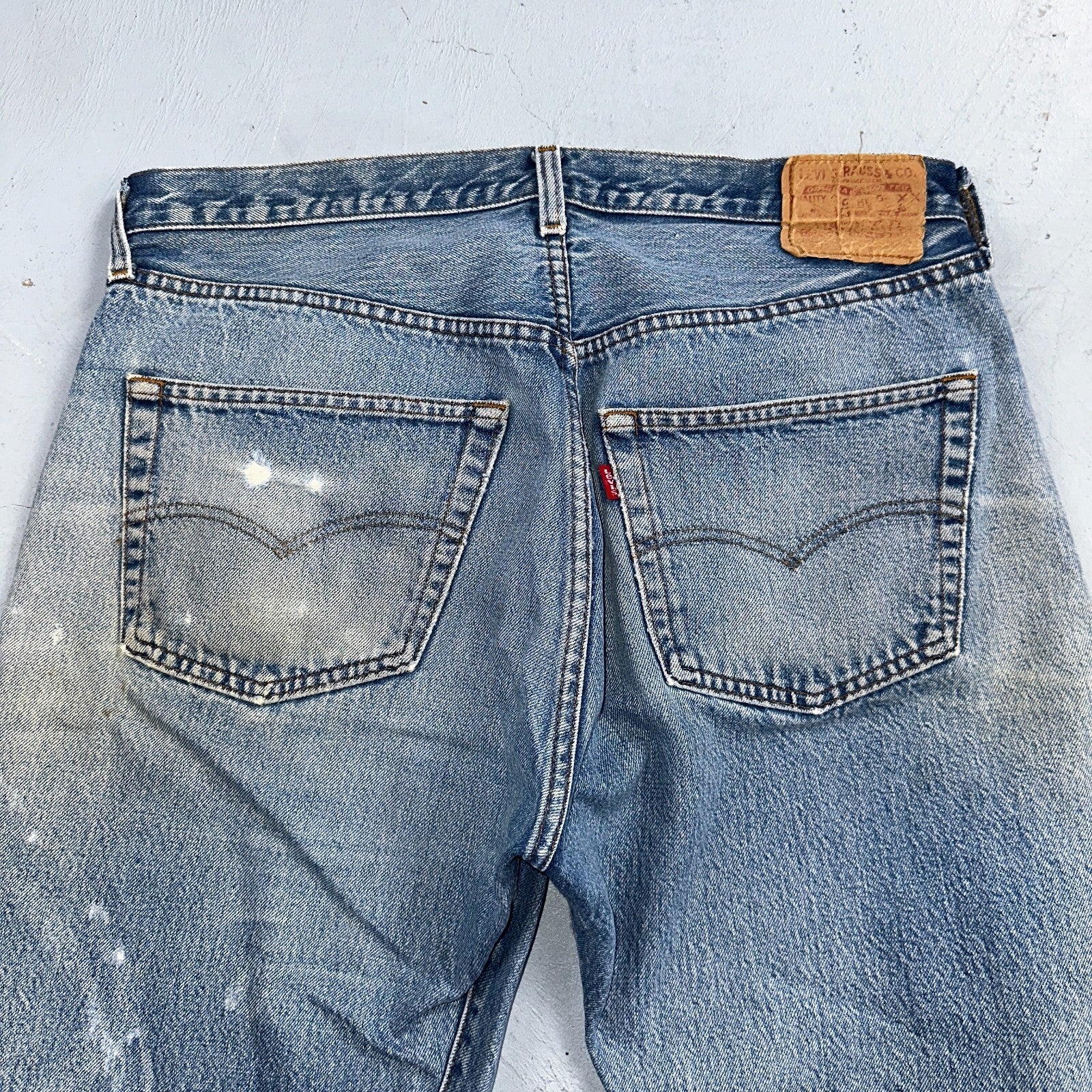 Levis 501 Vintage 80s Redline Selvedge USA XX Jeans Light Wash Worn Act 35x30
