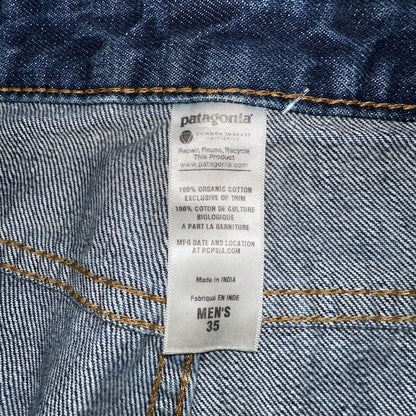 Patagonia Regular Straight 35x33 Organic Cotton Dark Denim Blue Jeans Zipper Fly