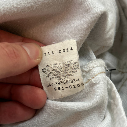 VTG USA Levis 501 Button Fly 90s Tag Jeans 80s 36x30 Act 32x29 Grey Faded White