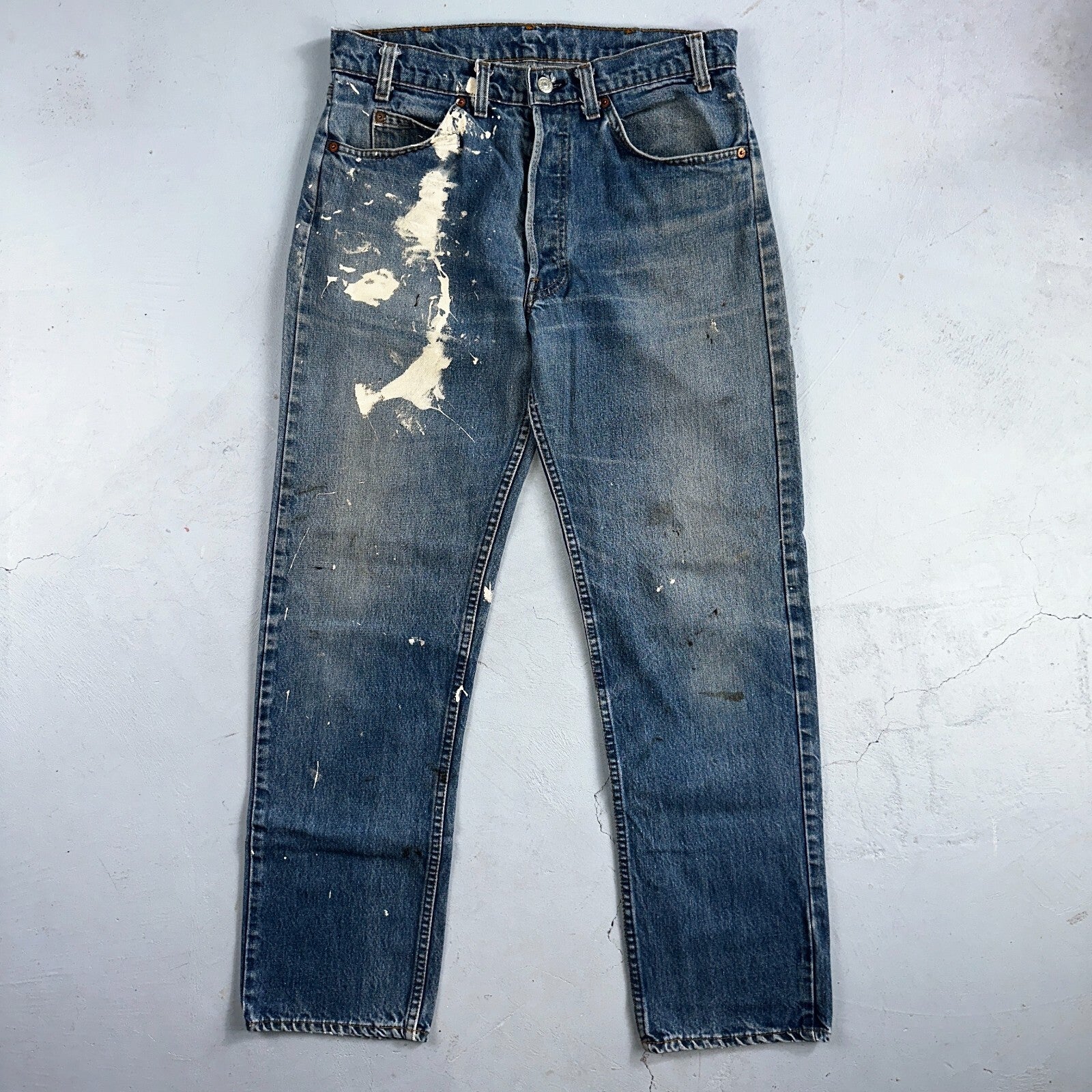 Levis 501 Vintage 80s USA XX Straight Leg Jeans Blue 20502 Paint 34x32 Act 32x30