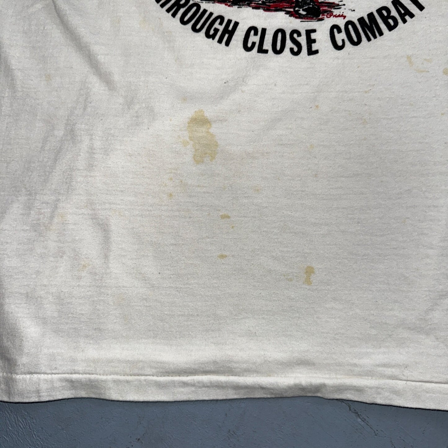 1970s Army Peace Through Combat Soldier VTG T Shirt 70s Playboy Ringer Graphic