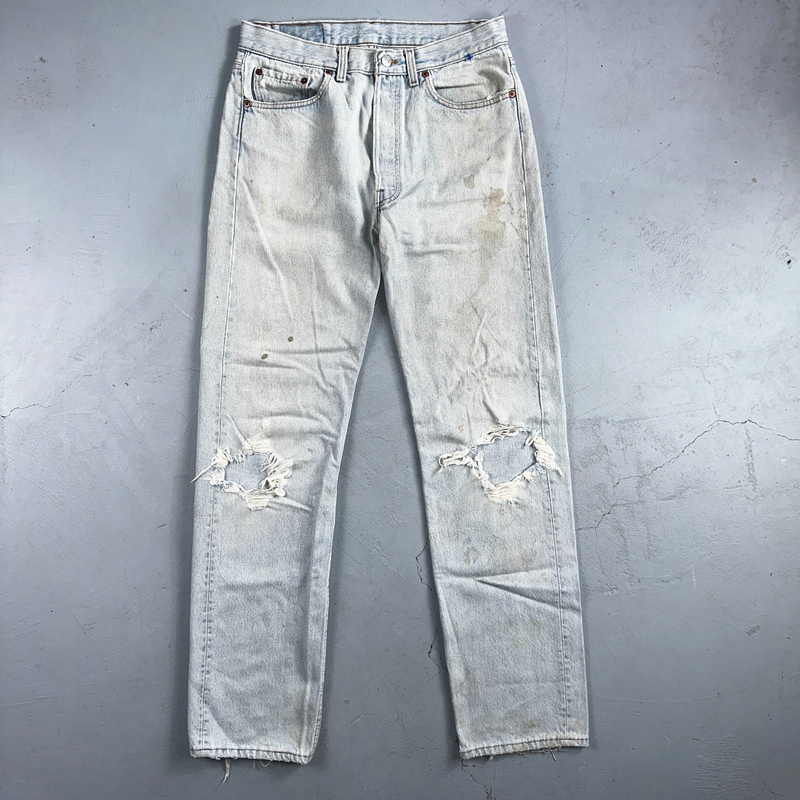 Levis 501 Vintage 90s USA XX Straight Leg Jeans Blue Light Wash 33x34 Act 30x32