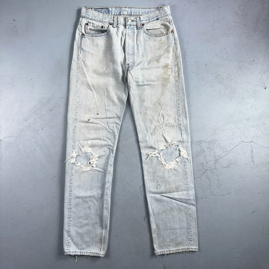 Levis 501 Vintage 90s USA XX Straight Leg Jeans Blue Light Wash 33x34 Act 30x32