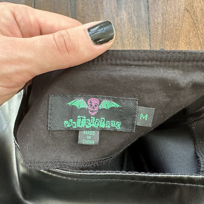 Tripp NYC Vintage M Black Faux Leather Goth Punk Mini Skirt Rare Grunge Y2K 90s