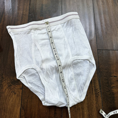Hanes Briefs Men Size 34 White Cotton Black Stripes 9 Pair Vintage USA Lot 1960s