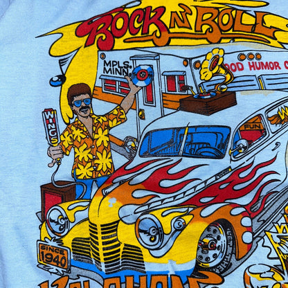 Rock N Roll 80s VTG T Shirt Vinyl Kalahan Wings Beer Rockabilly Life Cars Graph