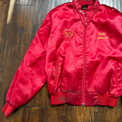 VTG 90s GTX Pacific Divison Satin Bomber Jacket USA Rare 80s ISCA Dale Arnold