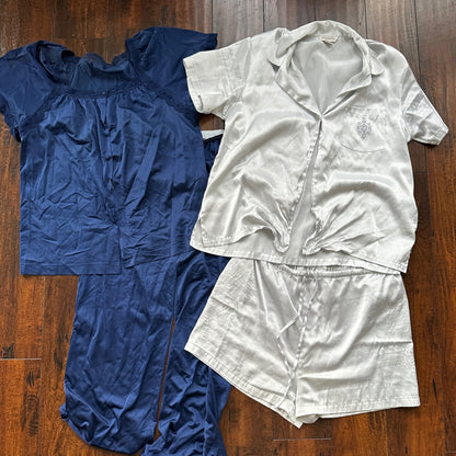 Two Cute Sets Jones New York Silky Pajamas Short Sleeve Missing Buttons VTG