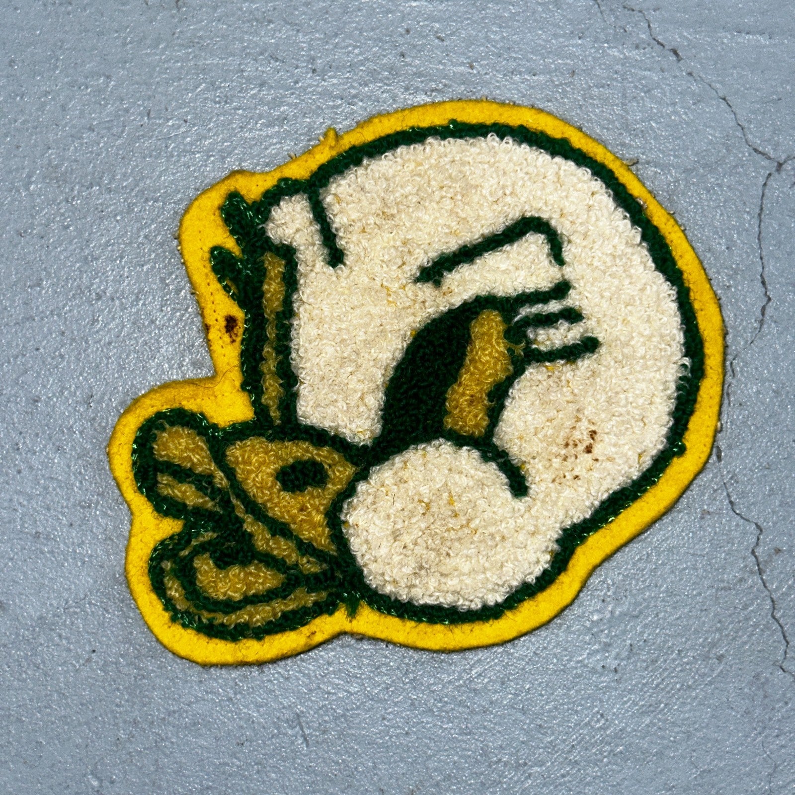 Vintage 1940s Chenille Varsity Patch Oregon Ducks Mascot Yellow Green Felt 40s