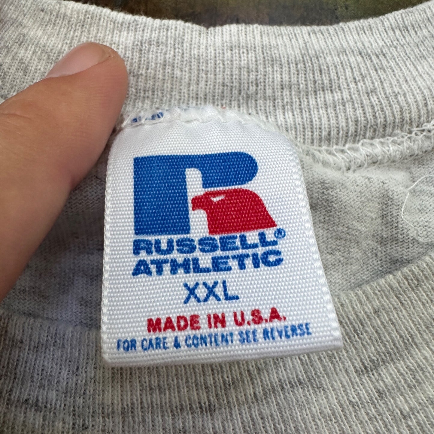 Michigan Russell Athletic 2XL USA VTG T Shirt Gray University College Basic Rap