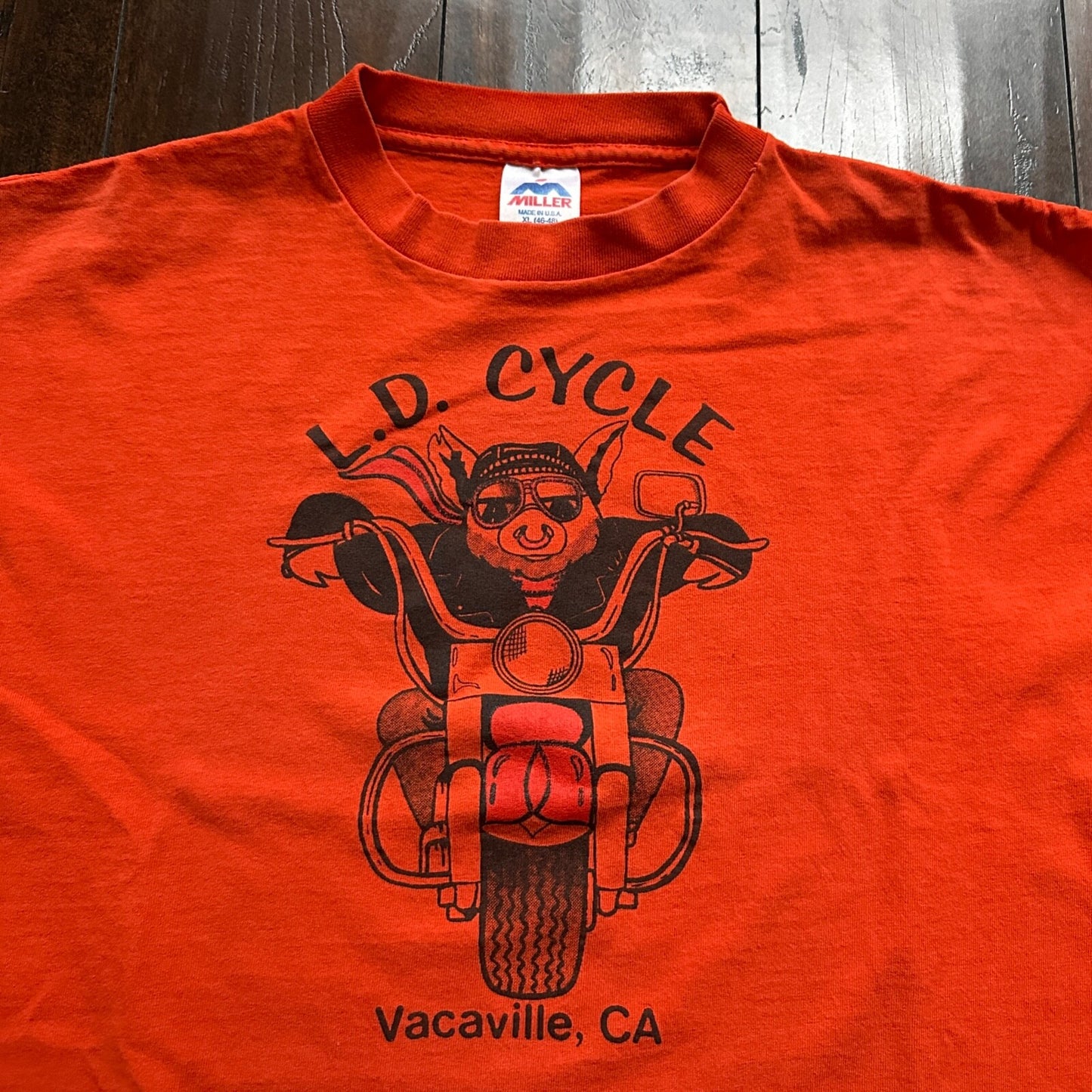 Vacaville California Hog Vintage T Shirt 80s Motorcycle Harley Davidson Pig LD