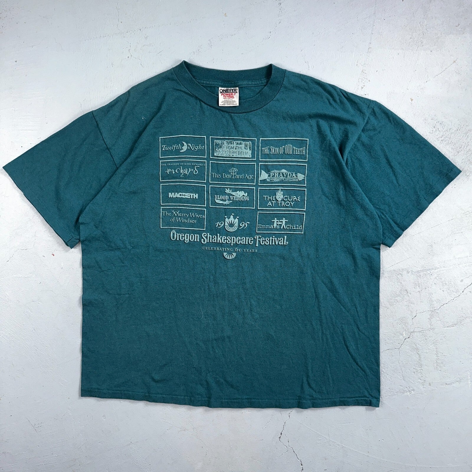 Oneita Shakespeare Hamlet VTG T Shirt 90s Oregon Plays Single Stitch Festival