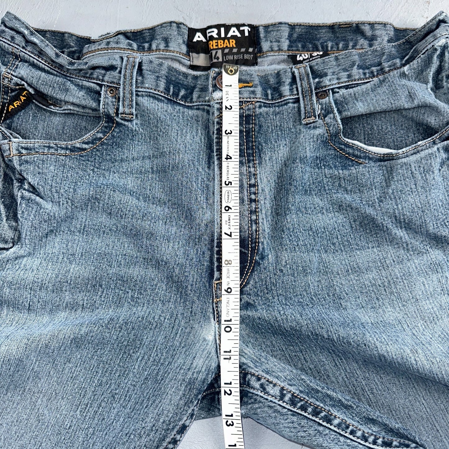 Ariat Rebar Jeans Men's 40x30 Blue M4 Low Rise DuraStretch Edge Boot Cut Western