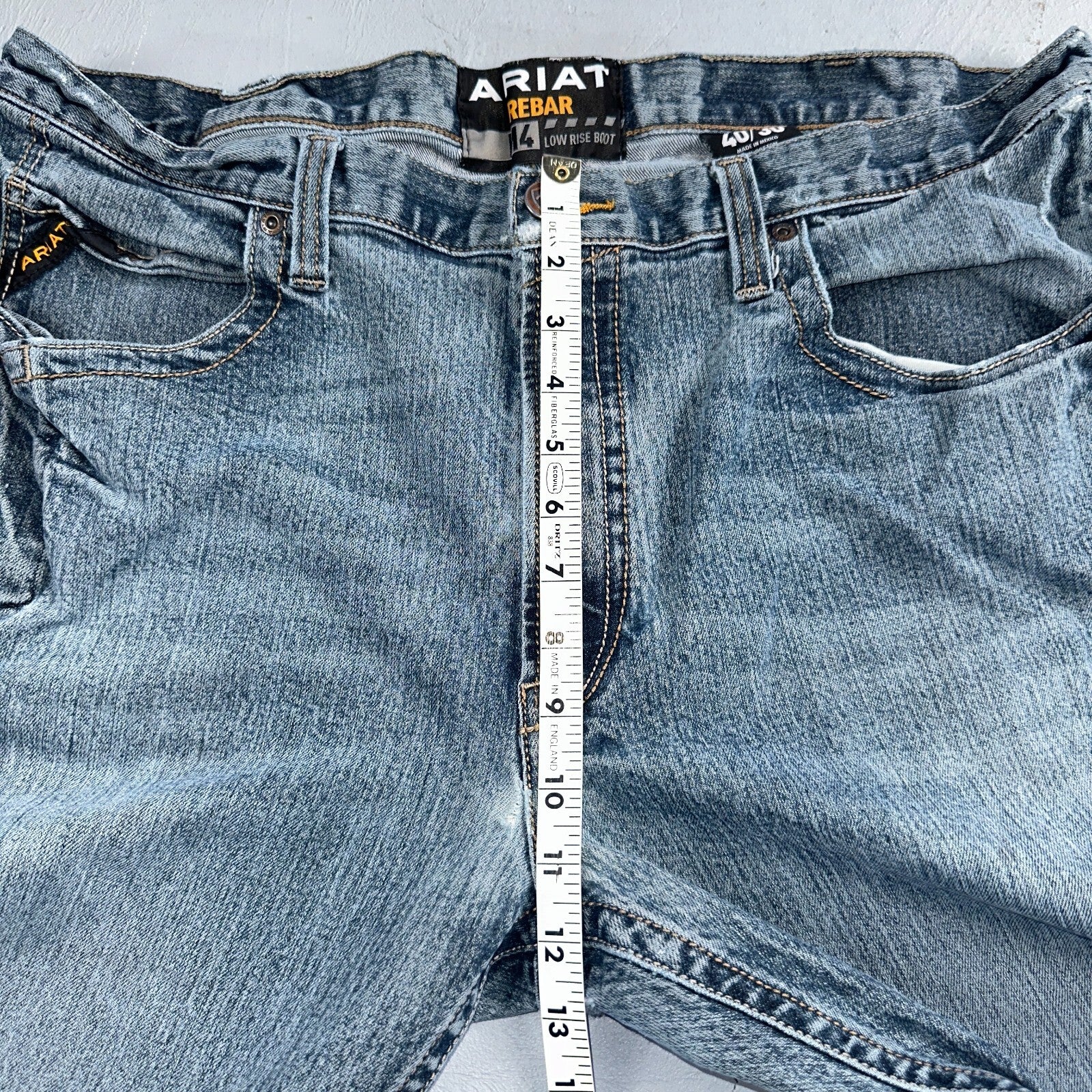 Ariat Rebar Jeans Men's 40x30 Blue M4 Low Rise DuraStretch Edge Boot Cut Western