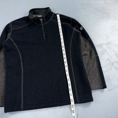 Kuhl Youth Size M (10-12) Navy Gray Kashmira Fleece Pullover Sweater Quarter Zip
