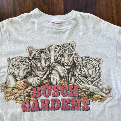 Busch Gardens White Tigers Vintage T Shirt Animals Cats Love Cute Rap Single T