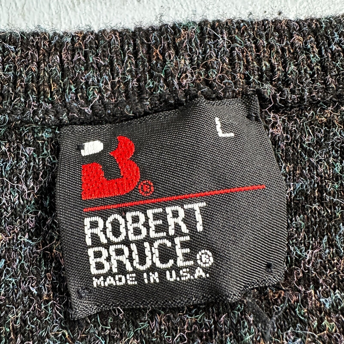 Robert Bruce Vintage Sweater Mens L Gray V Neck Knit Pullover 90s
