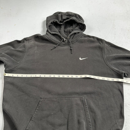 Nike Hoodie Men 2XL Black Swoosh Hooded Pullover Tonal Basic Fleece